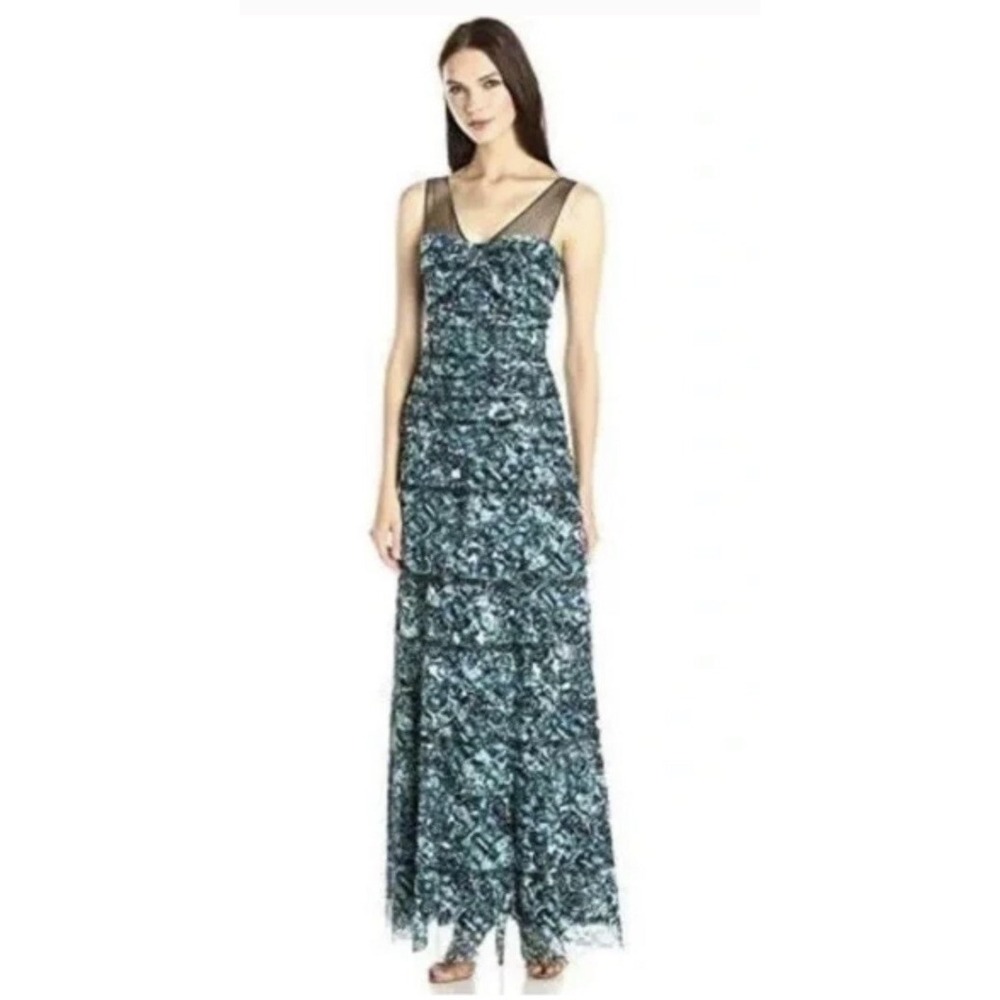 $448 New Women's Bcbg max azria Jenine Blue Surf Combo Licrystal Xs 0 Gown